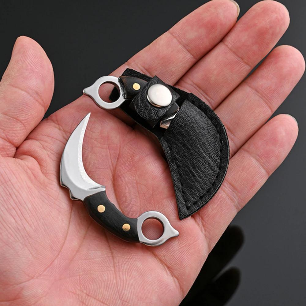 Canivete com Mini Handle de Madeira Keychain, CS GO Garra, Aço inoxidável, Camping, Pequena faca portátil, Descascador, Lâmina Fixa, Multi Ferramenta EDC - Image 1
