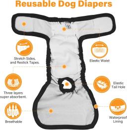 Fraldas laváveis reutilizáveis para cães femininos, Calcinha sanitária para cães pequenos, médios e grandes, Doggie Menstrual e Incontinência, Segurança - Image 3