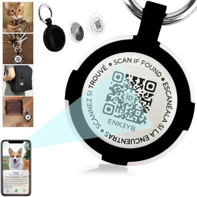Tags Inteligentes Airtag para Pets com QR Code, Silicone Impermeável e Alerta de Localização para Cães e Gatos