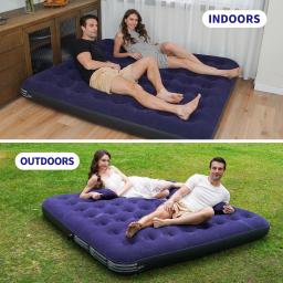 Colchão inflável com superfície flocada, Almofada para dormir, Cama para dormir, Acampamento ao ar livre, Tenda, Convidado e Viajar - Image 2