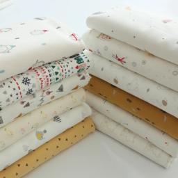Tecido de malha elástica algodão puro pelo medidor para costurar roupas pano do bebê diy flores grossas dos desenhos animados animal azul macio branco - Image 5