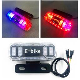 LED E-bike luz traseira, lâmpada de segurança, luzes traseiras Running para bicicletas elétricas, passeios noturnos, 4 modos, luz traseira colorida, 2-em-1 - Image 1