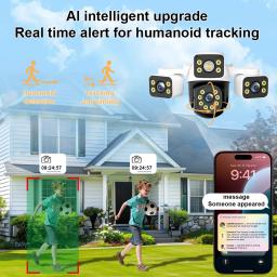 Câmera wi-fi 6k 12mp, três lentes, zoom 10x, câmeras ptz externas, conversa bidirecional, proteção de segurança, vigilância por vídeo, câmera inteligente cctv - Image 2
