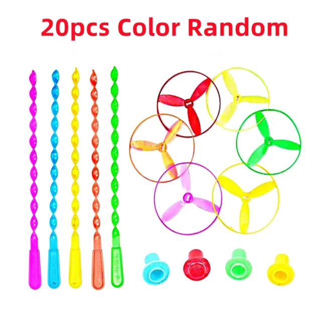 Kit de 20 Brinquedos de Helicóptero Voador de Plástico para Crianças com Círculo Giratório e Hélices para Diversão ao Ar Livre