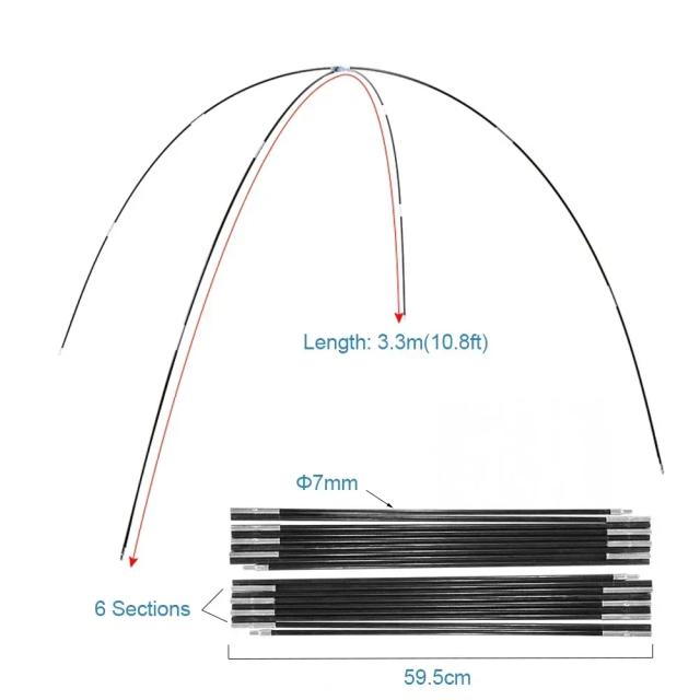 Rack de Barraca de Fibra de Vidro 3m-4.9m com Suporte para Acampamento - Kit Completo de Acessórios para Tenda e Toldo