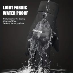 Homens inverno à prova dwaterproof água luvas de ciclismo esportes ao ar livre esqui correndo motocicleta tela sensível ao toque luvas de lã antiderrapante quente dedos completos - Image 4