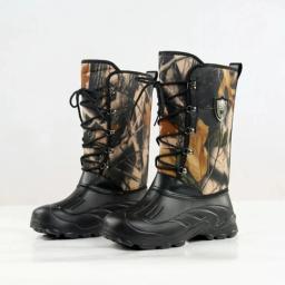 Novos sapatos masculinos camuflados Big Tree, botas de neve de cano alto, botas de pesca impermeáveis, botas de pelúcia de inverno - Image 1
