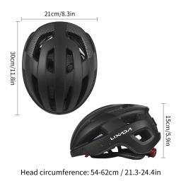 Lixada-Capacete de bicicleta com pára-brisa e viseira solar, Luz traseira recarregável, Capacete de bicicleta ajustável para segurança e proteção - Image 3