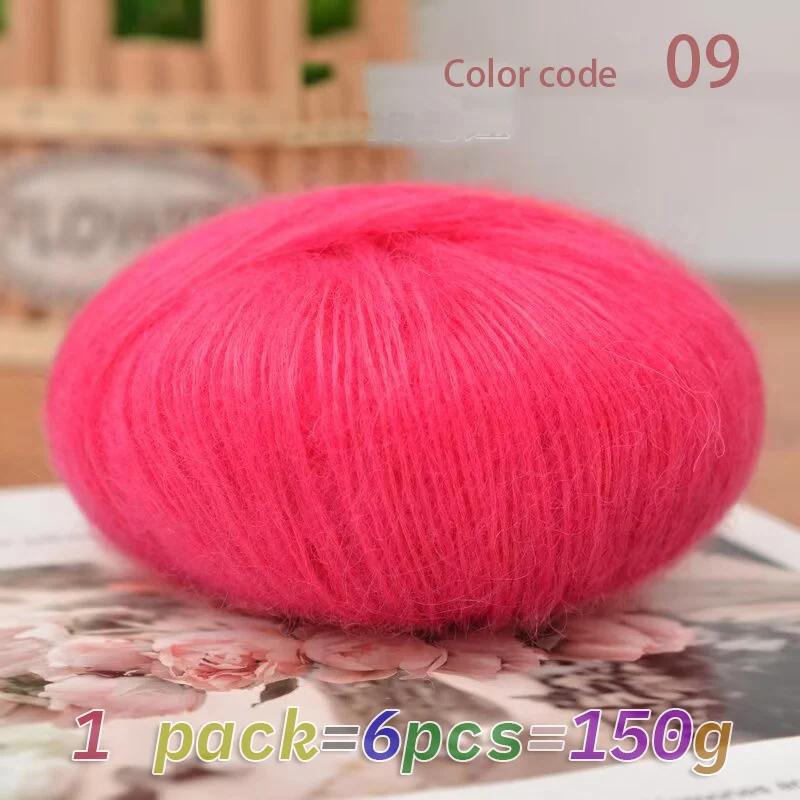 Bola de fios longos de mohair, tecidos à mão, pacote de material DIY, escavado, camisola, xale, lenço, 150g, 6 pcs por pacote - Image 1