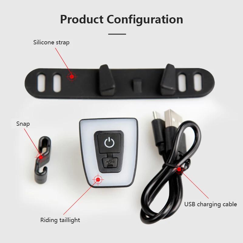 Luz traseira recarregável para bicicletas, Luzes traseiras LED Saddle, Luz do capacete de ciclismo, Lanterna USB, Acessórios de segurança - Image 1