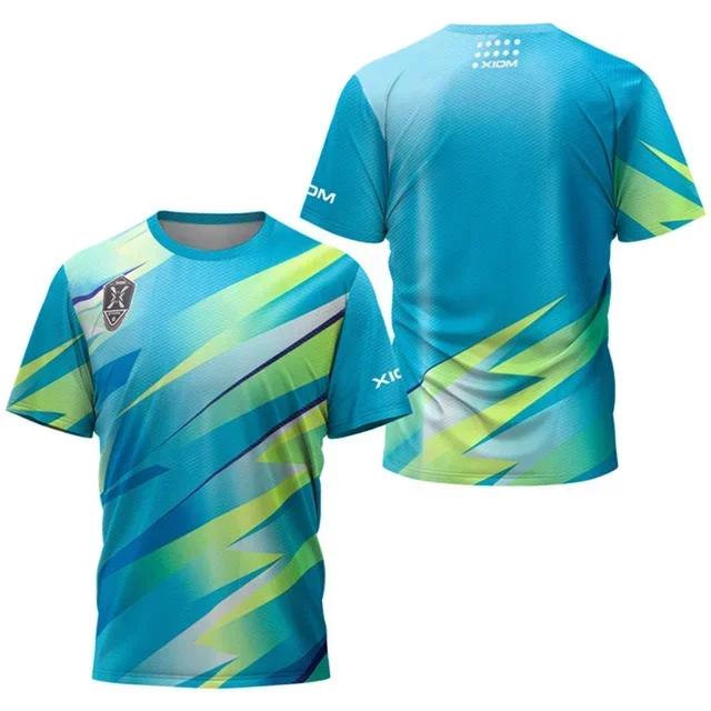 T-shirt de treinamento esportivo gráfico colorido para homens e mulheres, leve e respirável, top de secagem rápida, tamanho asiático, tênis e badminton - Image 1