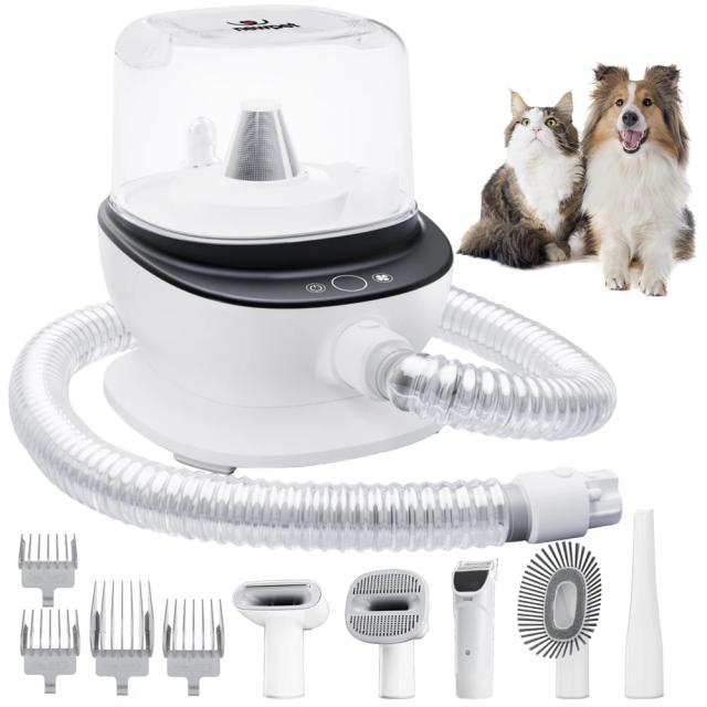 Kit 5 em 1 de Aspiração para Animais de Estimação com Escova Maior e Capacidade de 2L para Cuidado de Cães e Remoção de Pêlos