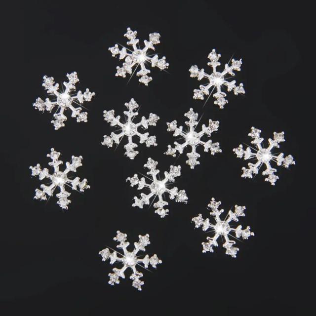 Botões de Strass em Forma de Floco de Neve Flatback para Artesanato e Scrapbook - Pacote com 10 unidades