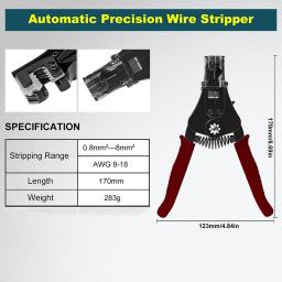 WEELEE Precision Wire Stripping Tool, Descascador de fios automáticos, Fio elétrico sólido e trançado, Heavy Duty, 8-18AWG - Image 4