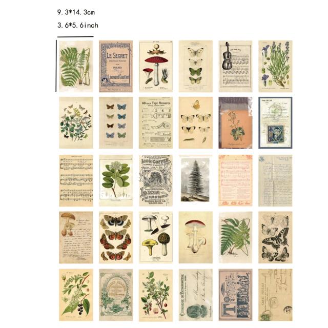 Cartões Postais Vintage: 30 Peças com Animais e Plantas de Floresta para Criar Diários DIY