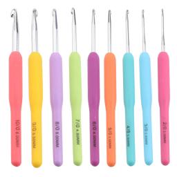 Agulha De Tricô Conjunto Com Punho De Silicone, Gancho De Crochet De Alumínio, Várias Cores, Ferramentas De Costura DIY Sweater, 9PCs, 14PCs - Image 1