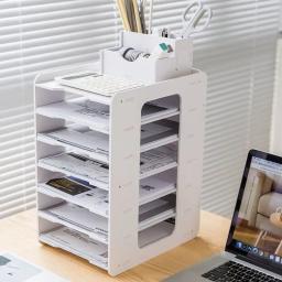 Multi-layer Desktop Data Rack, Material De Classificação De Escritório, Armazenamento De Papel, Rack Em Camadas Horizontal, Papel A4 - Image 1