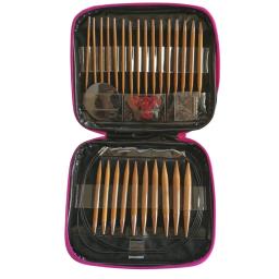 Agulhas de tricô circular crochê gancho conjunto de tricô de bambu caso intercambiável artesanato kits de costura agulha tecido diy ferramentas 13 pares - Image 1