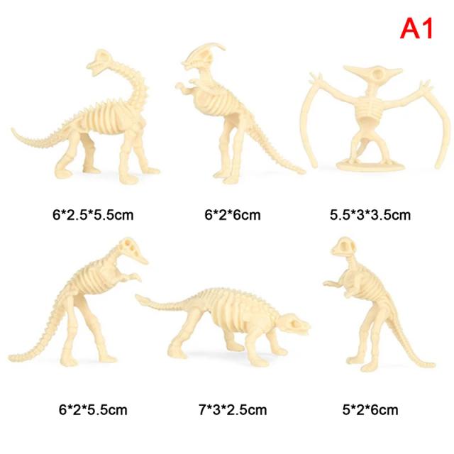 Conjunto Educacional de 12 Mini Dinossauros Fósseis em Modelo de Esqueleto para Crianças