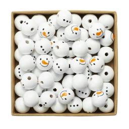 Boneco de neve Rodada Contas De Madeira para DIY, Artesanato Artesanal, Beading Ornamento, Cabeça Barriga, Natal, 10 PCs, 20 PCs, 30PCs - Image 1