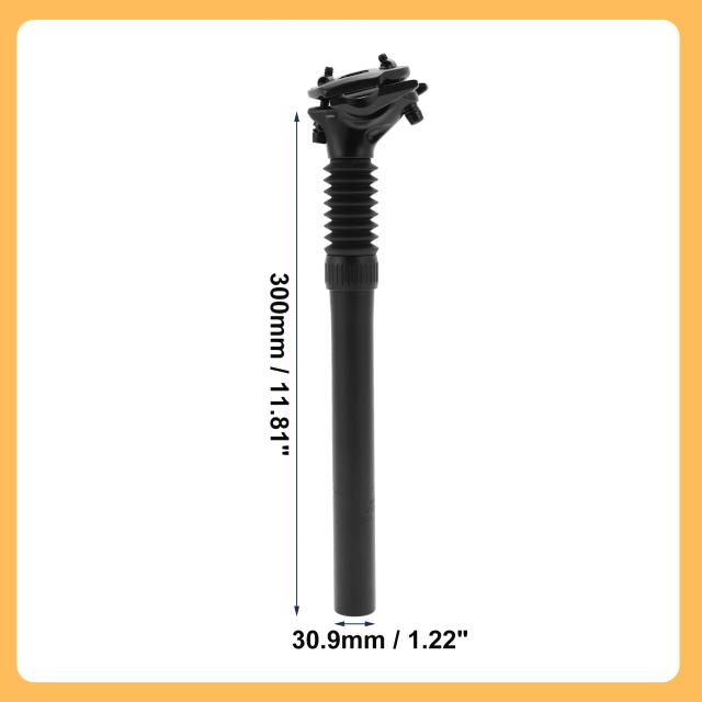 X Autohaux Selim de Suspensão para Bicicleta 25.4mm x 300mm Liga de Alumínio Preto