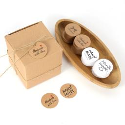 100 peças de papel kraft cartão de agradecimento etiqueta de presente artesanal para festa de casamento lembranças de chá de bebê/biscoitos etiqueta decorativa - Image 2