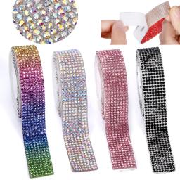 QIAO Strass Ribbon Glitter Cristal Auto-adesivas Fitas DIY Vestidos De Casamento Roupas Decorações Strass Trimming Artesanato - Image 3