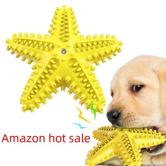Brinquedo de Mordida Durável em Forma de Estrela do Mar para Cães - Chew Toy Dental, Alimentação Puzzle e Suprimentos Caninos 2024