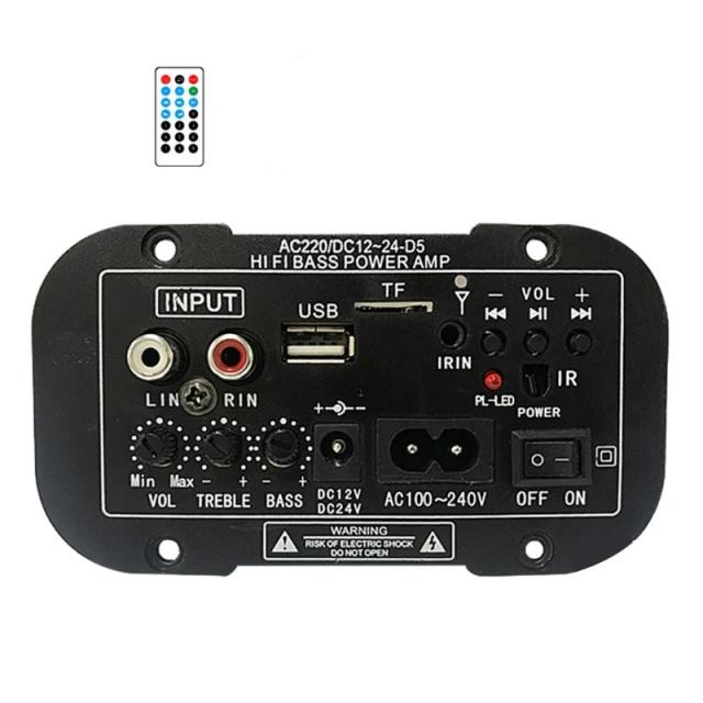 Amplificador de Potência Hi-Fi com USB: Placa de Áudio para Subwoofer e Player de Canal Único