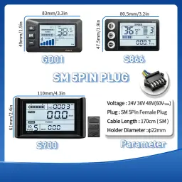Kit de conversão de bicicletas elétricas com display LCD, Hub Motor, E-Bike, Compatível com S866, GD01, S900, 250W, 500W, 15 A, 22A - Image 3