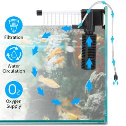 Silenciosa Aeração Purificador De Água, Bomba Interna, submersível Aquário Filtro, Oxigênio, Submersíveis Acessórios, 3 em 1 - Image 5
