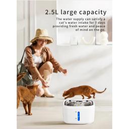Fonte de água inteligente para animais de estimação, bateria carregável, aço inoxidável, bomba silenciosa sem fio, sensor de radar, dispensador de água para cães e gatos - Image 6