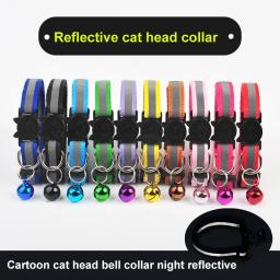 Coleira reflexiva ajustável de gato e cachorro, Cartoon Cat Head Pet Collar, Colar Pet, Acessórios de moda, 1pc - Image 2