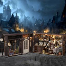 Diy casas de boneca de madeira cafeteria mágica casa kit de construção em miniatura villa casa de bonecas com móveis luzes led para meninas presentes - Image 4