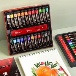 Kit Tinta Acrílica 12/24 Cores Pintura Artesanal para Tecido/Vestuário/Prego/Lona/Rocha Pintura Impermeável Desenho Set Art Supplies - Image 2