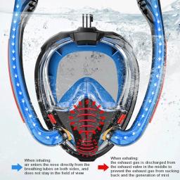 Tubo duplo Silicone Snorkeling Máscara, Full Dry Mergulho Máscara, Adultos Óculos de Natação, Auto-contido, Subaquática Respirável - Image 3