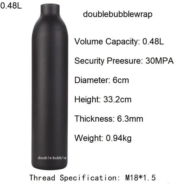 Cilindro de Alumínio para Aquário e Mergulho com Rosca M18 x 1,5 - 4500 PSI e Capacidades de 0,22L a 0,5L