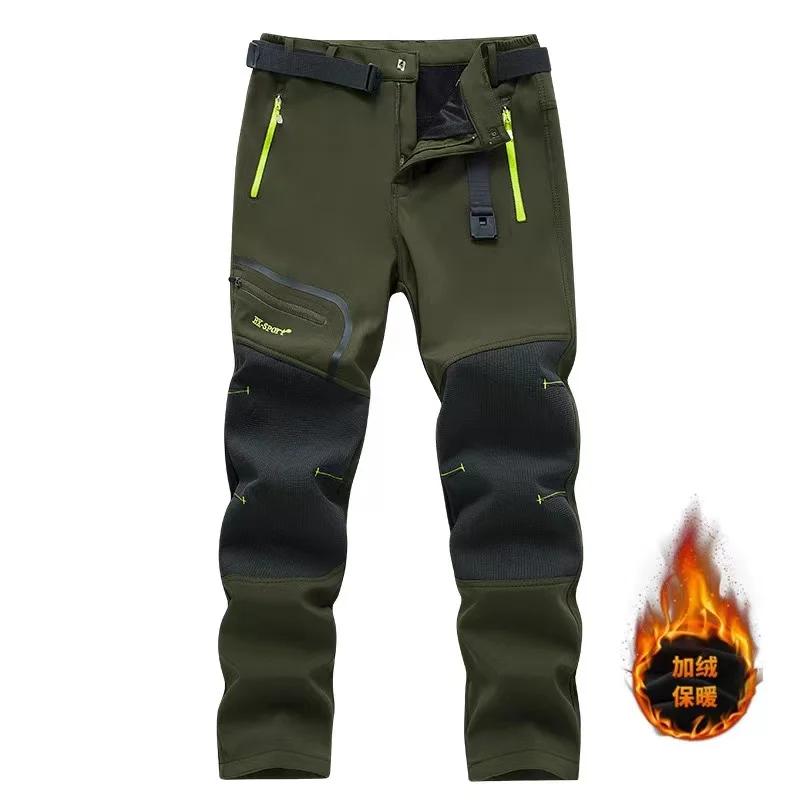 Calças de lã elástica para homens, calças grandes, treinamento esportivo, trekking, escalada, caminhada, camping, pesca, ao ar livre, quente, inverno - Image 1