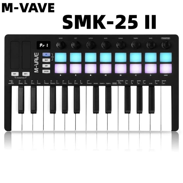 Controlador MIDI M-VAVE com 25 Teclas, 16 Pads RGB e 8 Knobs para Produção Musical com Software Inclusos