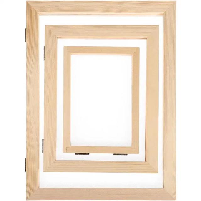 Kit de Artesanato em Madeira e Papel: 3 Molduras de Dupla Camada para DIY Criativo