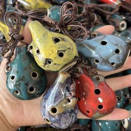 2024 estilo chinês 6 buracos ocarina multi-tom cerâmica apito flauta artesanato de cerâmica presentes acessórios de instrumento musical vintage - Image 3