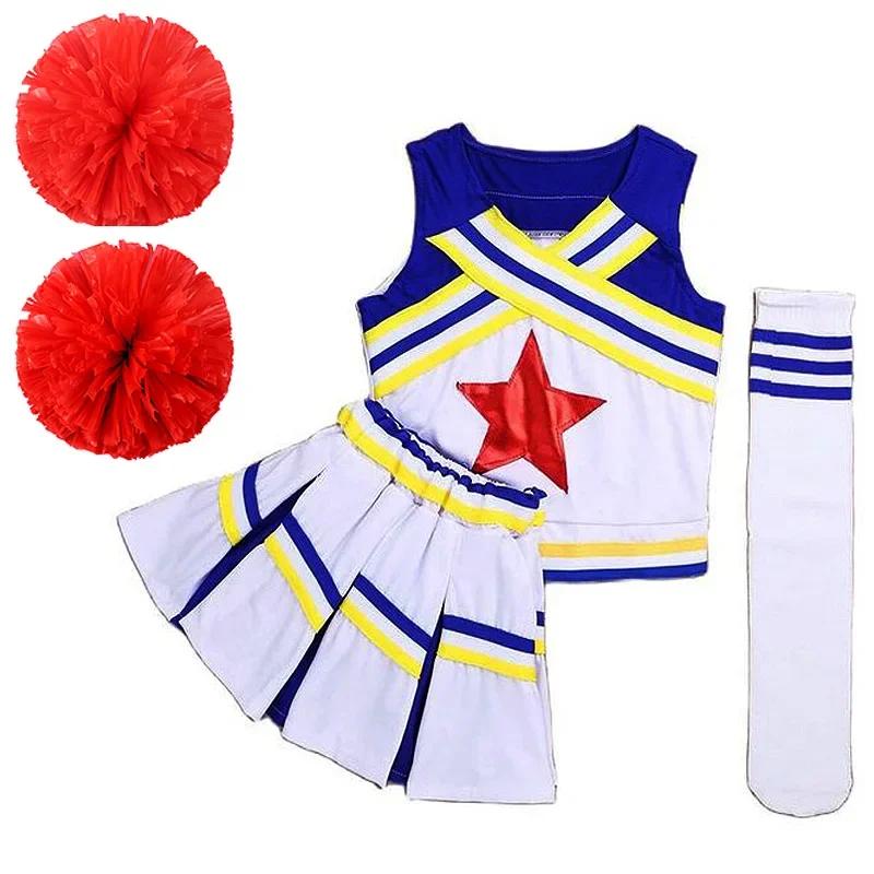 Traje de torcida vermelha para mulheres e meninas, uniforme de competição, equipe escolar, traje de dança infantil - Image 1