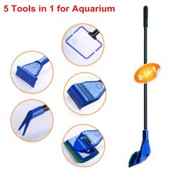 5 em 1 ferramentas de limpeza para aquário, conjunto de ferramentas de limpeza para aquário, rede de peixe, ancinho cascalho, raspador de algas, garfo, escova de esponja, limpador de vidro - Image 2