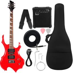 IRIN-Guitarra Elétrica Vermelha Conjunto com Escolhas, 24 Trastes, Bege Pescoço, Chama, Amp Strap, Acessórios de Guitarra - Image 1