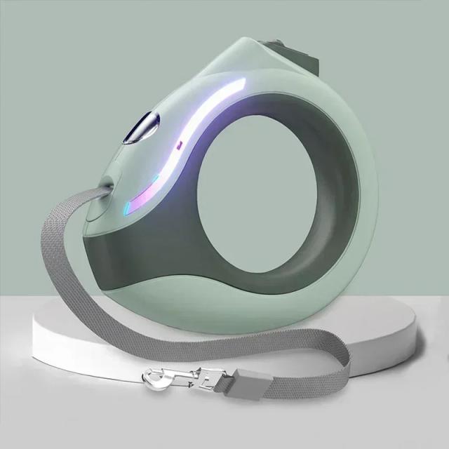 Trela Retrátil Luminosa e Durável para Cães de Nylon, Ideal para Passeios com Filhotes – Extensão de 3m
