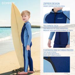 Terno de mergulho em neoprene para crianças, traje de manga comprida, maiô grosso para meninos e meninas, mantenha roupas quentes - Image 4