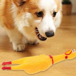 Frango squealing para pet, borracha amarela mastigar brinquedo para cachorro, brinquedo engraçado mastigar - Image 2