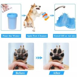 Lavadora portátil do pé do cão, calcador do pé, pet pata limpador copo, pata do cão limpeza banho lama lavadora, grooming escova, 2 em 1 - Image 6