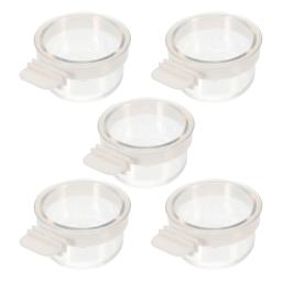 Alimentador de pássaro acrílico transparente premium, Pendurado Parrot Bowl, Conjunto de alimentação multifuncional, 5 pcs - Image 5