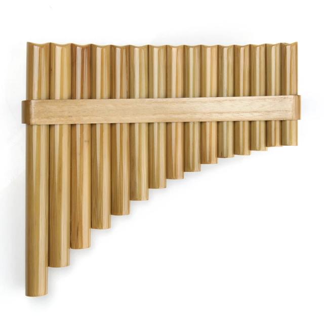 Pan Flauta Artesanal em C Key com 15 Tubos - Instrumento Musical Folk na Cor Original